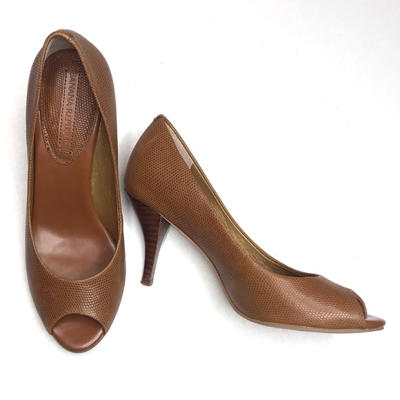 Banana Republic Shoes - Banana Republic | Leather Peep Toe Heels 6.5